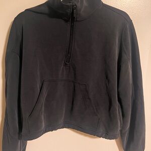 Lululemon Dark Grey Half-Zip Sweatshirt with front pocket, soft fabric